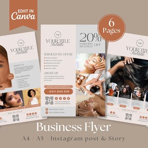 Bearbeitbare Beauty Business Flyer Vorlage: Salon, Haare, Nägel (Canva Digital Download)