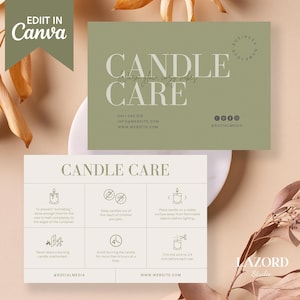 Kerzenpflegekarte | Boho Farbe | Trendige Boho Care Card Canva Vorlage | Bearbeitbar Minimalistisch | Verpackung Kerzenpflege, Kerzengeschäft Handmade