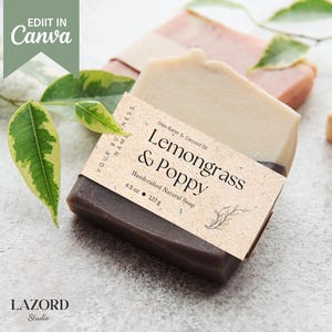 Scarica etichetta di sapone modificabile, modello Canva, involucro di sapone, modello di etichetta di sapone personalizzato, modello di etichetta di prodotto per il corpo Design di etichetta di barattolo fai da te SL001