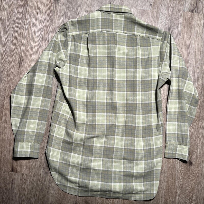 True Vintage 50-tals Pendleton ullrutig flanellskjorta CPO herrskjorta 15 1/4 NOS bild 14