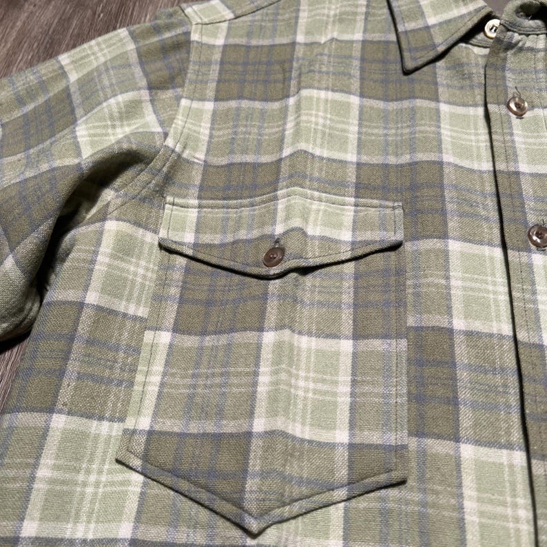 True Vintage 50-tals Pendleton ullrutig flanellskjorta CPO herrskjorta 15 1/4 NOS bild 5