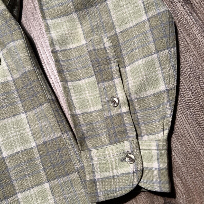 True Vintage 50-tals Pendleton ullrutig flanellskjorta CPO herrskjorta 15 1/4 NOS bild 7