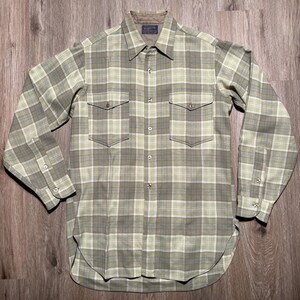 True Vintage 50-tals Pendleton ullrutig flanellskjorta CPO herrskjorta 15 1/4 NOS bild 2