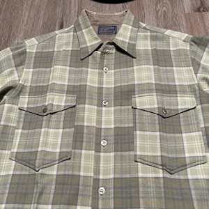 True Vintage 50-tals Pendleton ullrutig flanellskjorta CPO herrskjorta 15 1/4 NOS bild 1
