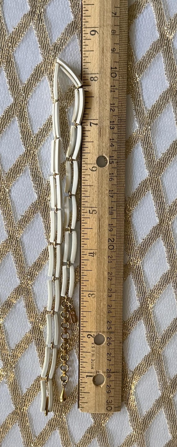 Monet White Enamel Rectangular Link Necklace 16” … - image 5