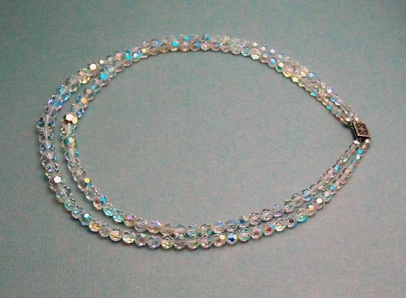 Crystal Bead Necklace Vintage Mad Men Jewelry Antique Sterling Etsy