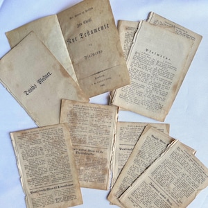 Antique 1862 Danish New Testament Pages - Title Page, Handwritten Script Ephemera, Psalms, 15pc Junk Journal Paper Bundles (FREE SHIPPING)