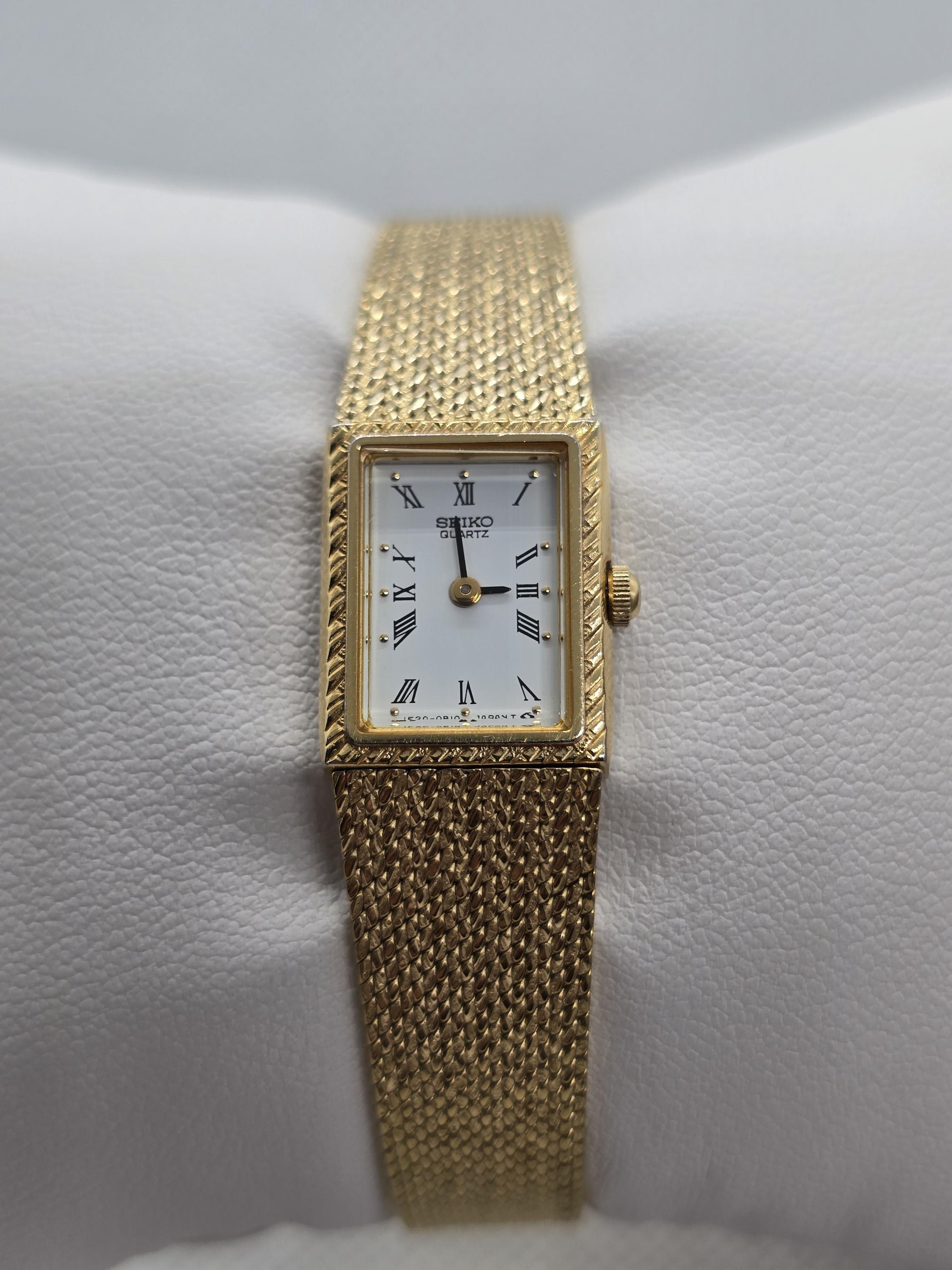 Vintage Seiko Womens Watch Gold Tone Tank Watch Petite Rectangular