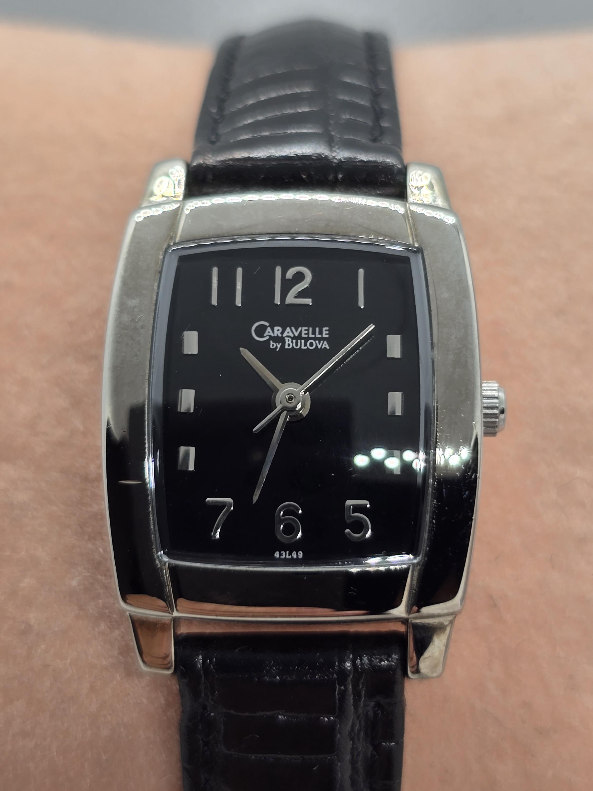 RUNNING! Vtg Caravelle by Bulova Ladies Watch with Black Cord Strap Caravelle by Bulova Women main image 3