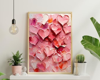 Romantic Hearts Printable Wall Art | Valentines Digital Download | Love Aesthetic Decor | Abstract Heart Painting | Trendy Wall Art (3)