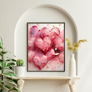 Romantic Hearts Printable Wall Art | Valentines Digital Download | Love Aesthetic Decor | Abstract Heart Painting | Trendy Wall Art (2)