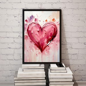 Abstract Heart Print | Valentines Digital Download | Love Wall Art | Romantic Painting | Modern Home Decor | Anniversary Gift Poster (2)