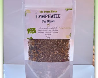 Organic Lymphatic herbal tea blend: Wildcrafted, Cleaver, Red Clover & Mullein