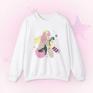 Felpa Fluttershy (spedizione negli USA), maglione MLP, grazioso maglione girocollo My Little Pony, abbigliamento Kawaii Brony, regalo per gli amanti dei cartoni animati pastello