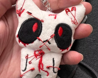 Horror Plush Doll Keychain, Scary Gothic Plush Pendant, Cosplay Gift for Halloween