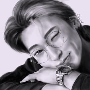 ateez san pretty boy print, realism art