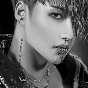 ateez fireworks seonghwa print, realism art