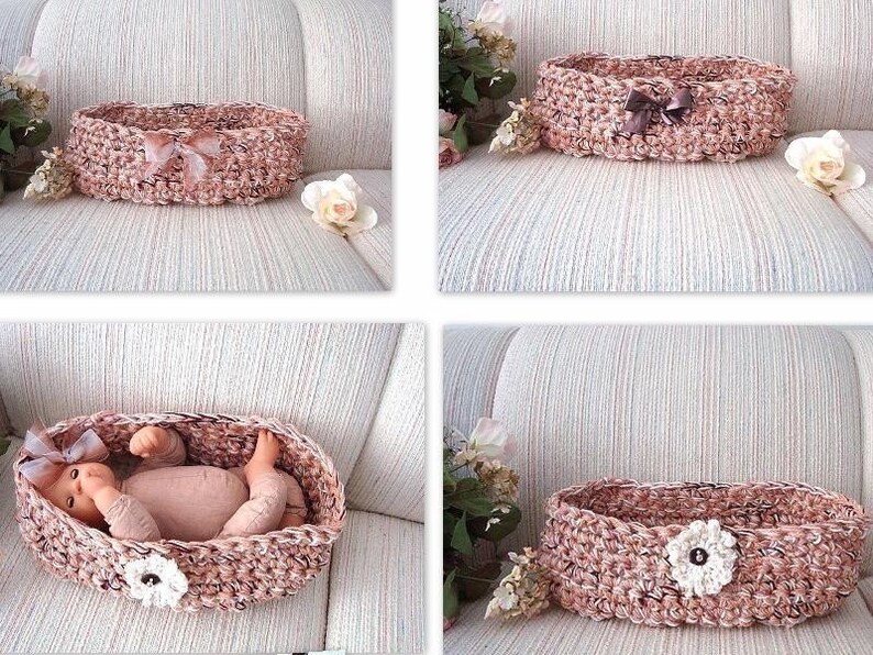 Crochet pattern baby basket cocoon baby accessories 87 Etsy