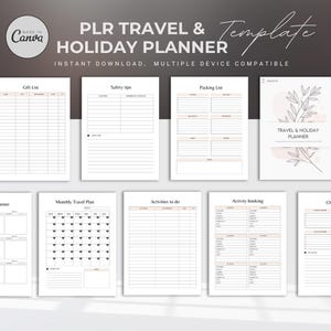 Travel Planner Template | Digital Vacation Planner for Itinerary & Packing List | Instant Download