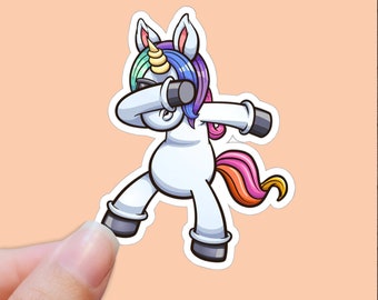 Dabbing Unicorn Sticker / Die Cut Vinyl digital printing / unicorn car stickers / phone stickers / laptop stickers