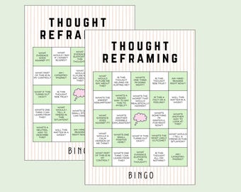 Bingo de Reformulación de Pensamientos - Juego de Terapia Grupal para la Ansiedad