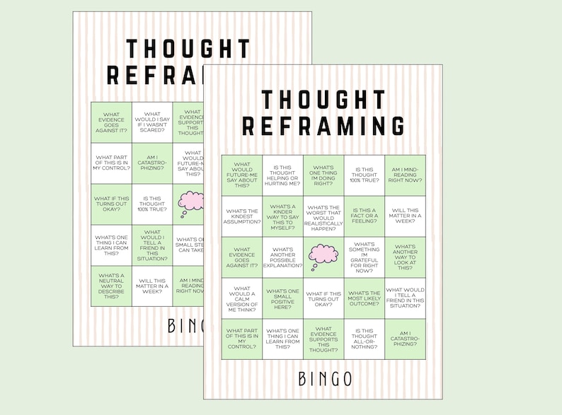 Reframe Cards Thought Reframing Bingo - Anxiety Group Therapy Game - Etsy