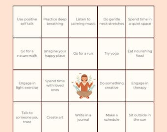 Stress Relief Bingo – Group Therapy Coping Skills (Digital Download)