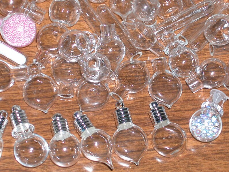 10pc Wholesale MIX Lot Small Glass tiny miniature pendant necklace charm potion vials bottles New