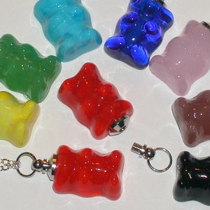 1 pc. SALE* Murano Glass Gummi Gummy Bear Bottle Pendant necklace perfume oil aromatherapy candy charm Findings bracelet opens fill