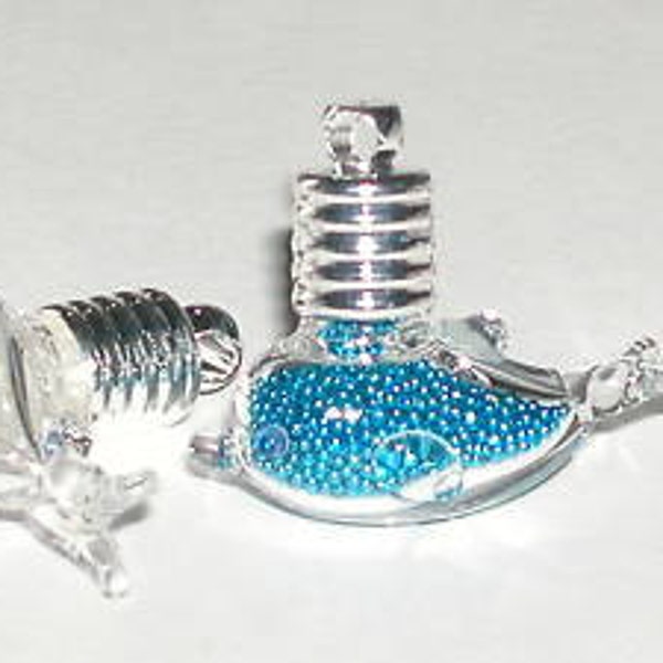 1 Fillable clear Glass baby Dolphin  rice small tiny mini vial necklace bottle Findings