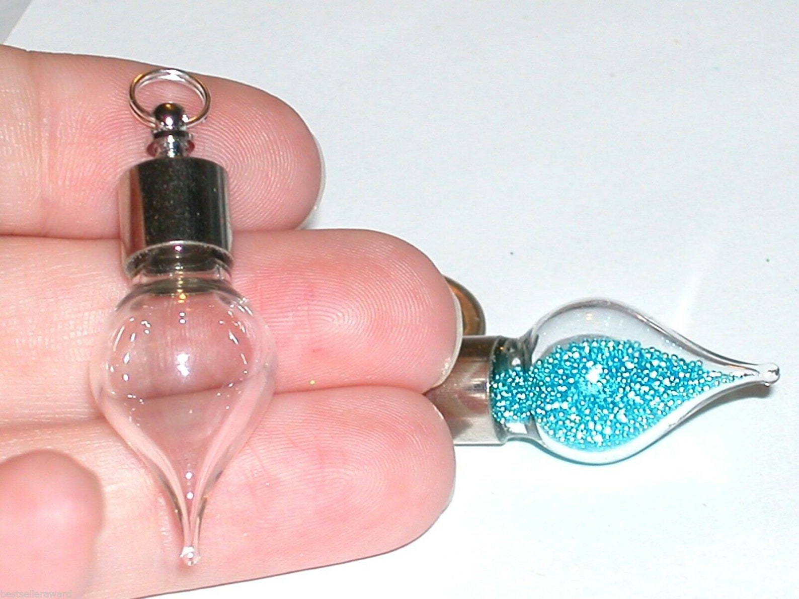 1 Fillable Clear Glass Tear Bottle With Beaded Cork Perfume Etsy