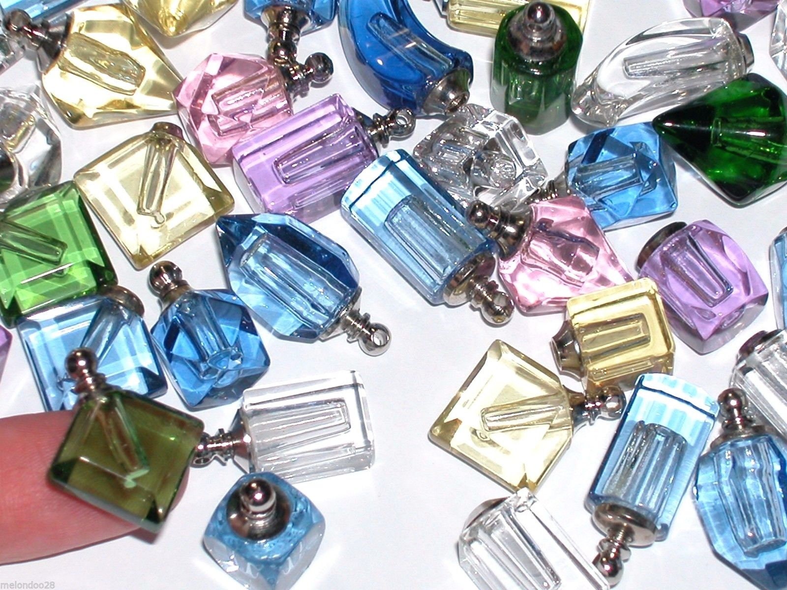 1 Glass Purple long Heart Potion Pendant necklace charm fairy small color Bottle 