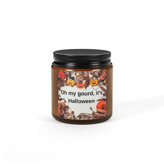 Halloween Scented Soy Candle: Spooky Home Fragrance, Amber Jar