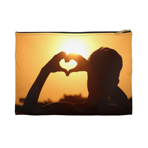 Sunset Heart Accessory Pouch: Travel Makeup Organizer