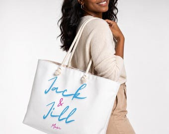 Jack and Jill Mom Oversized Tote Bag – Pink and Blue Swag