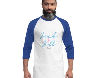Jack and Jill Dad Raglan Shirt – Pink and Blue, 3/4 Sleeve