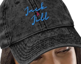 Różowo-niebieska haftowana czapka dla taty Jack and Jill of America | Czapka bawełniana unisex vintage