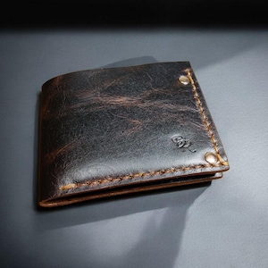 Cartera de cuero plegable de piel de grano superior