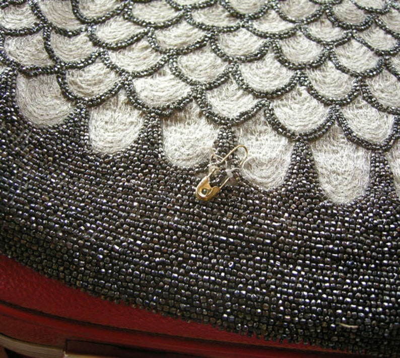 FREE SHIPPING Flapper Roaring Twenties Beaded Top Silver Grey Black Seed Beads 20s image 5
