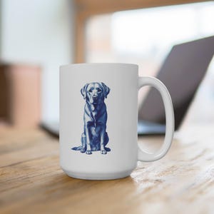 Labrador Retriever Dog Mug 15oz, Minimalist Pet Lover Gift, Cute Ceramic Coffee Cup for Dog Moms, Animal Lovers, Lab Dog Art Kitchen Decor