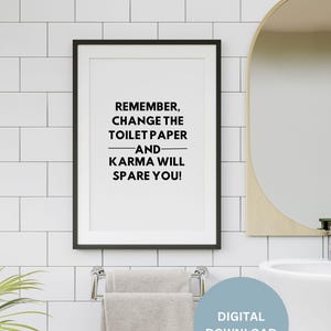 Funny Bathroom Wall Art, Printable Digital Download, Humorous Change Toilet Paper Sign, Quirky Home Decor for Bathroom Humor Lovers