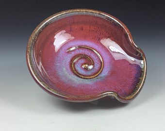 Handmade Ceramic Stoneware Spiral Spoon Rest - Red Glaze