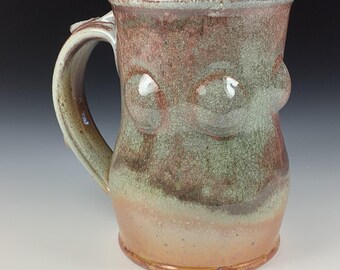 Handmade Stoneware Coffee Mug: Orange Shino Glaze, Pottery Tea Mug
