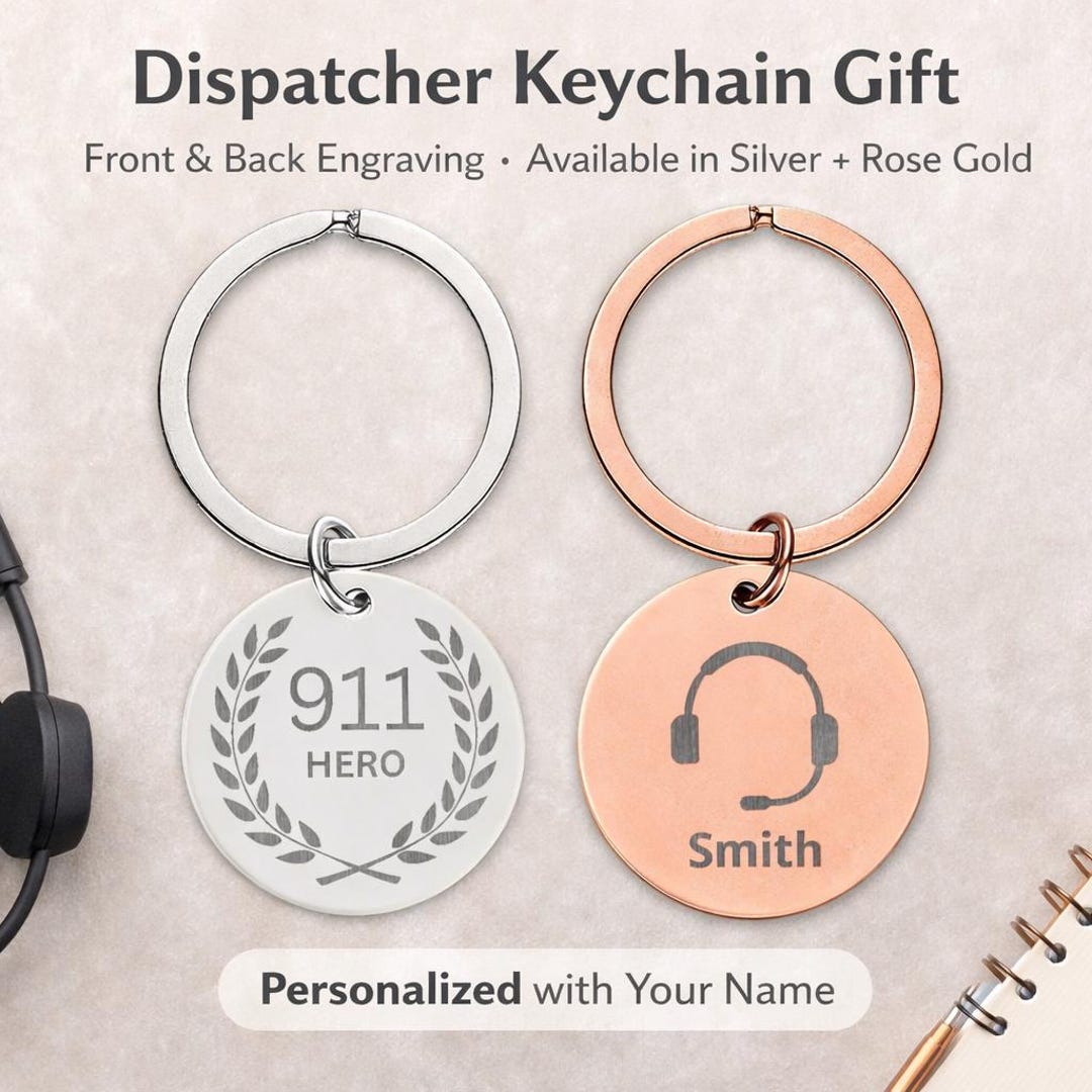 911 Hero Laurel, Keychain | Round Stainless Steel Engraved - Etsy