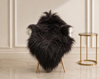 Giant Real Icelandic Sheepskin Rug Scandinavian Decor Sofa Sheepskin throw Chair Cover Natural Sheep Skin Rugs Black