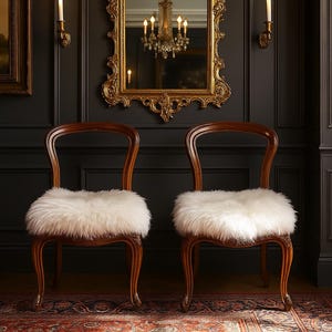 British sheepskin seat pad, Sheepskin Square Chair Cushion, Genuine Australian Merino Sheepskin Seat Pad - Ivory