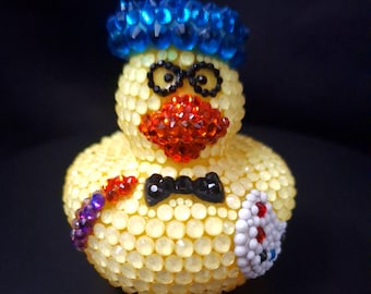Bedazzled Artist Rubber Duck: Bling Rhinestone Decor