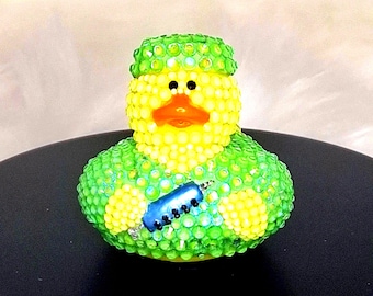 Bedazzled Doctor/Nurse Rubber Duck in Scrubs: Medical Gift