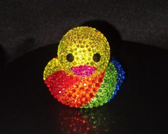 Rainbow Bling Rubber Duck: Pride Jeep Duck