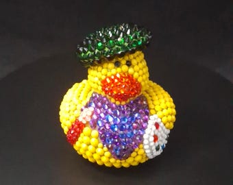 Bedazzled Artist Rubber Duck, Bling Jeep Duck